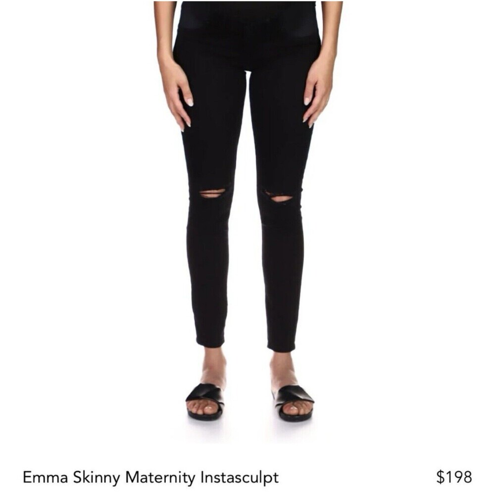 DL1961 Emma Maternity Skinny Vault Busted Knee Jeans Black 27